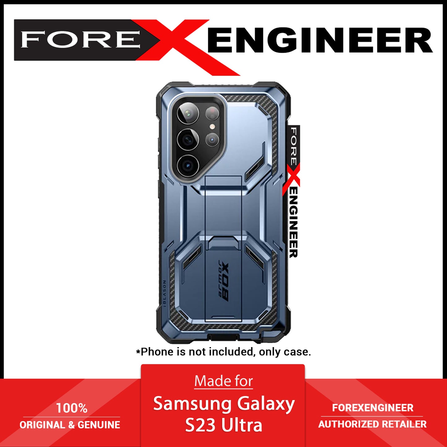 [ONLINE EXCLUSIVE] i-Blason Armorbox Case for Samsung Galaxy S23 Ultra ( With 2 Set Build-in Screen Protector ) - Metallic Blue (Barcode : 843439121454 )