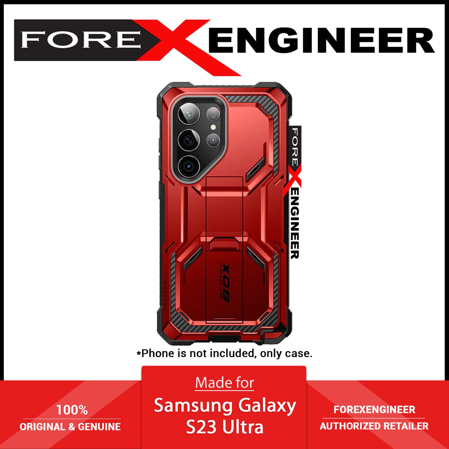 i-Blason Armorbox Case for Samsung Galaxy S23 Ultra ( With 2 Set Build-in Screen Protector ) - Metallic Red