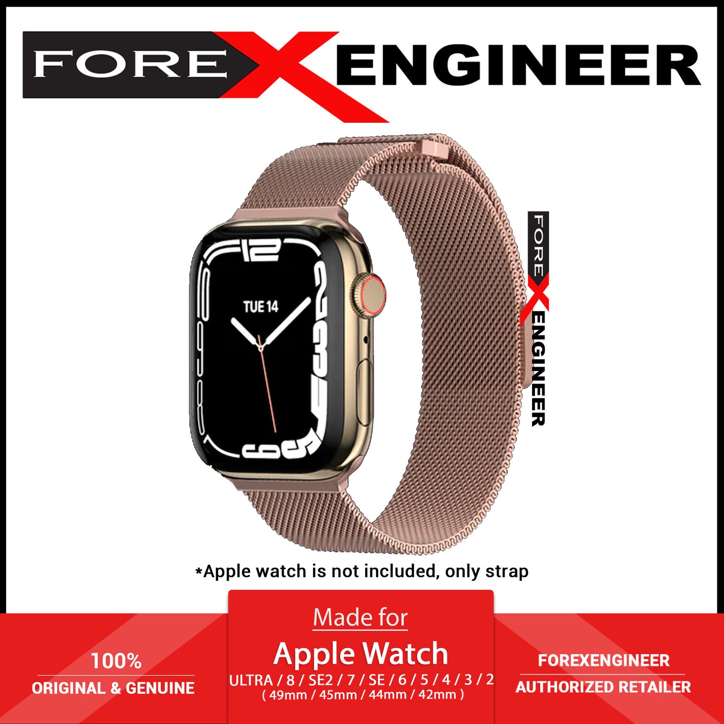 SwitchEasy Mesh Stainless Steel Loop for Apple Watch ALL Ultra & 42/44/45/49MM - Rose Gold (Barcode : 4895241108334 )