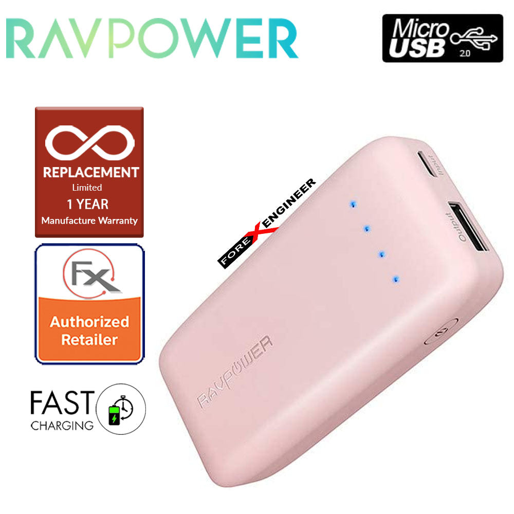 RavPower RP-PB060 Portable Charger 6700mAh - Candy bar Sized Pocket Power Bank ( Pink ) ( Barcode : 191280002553 )