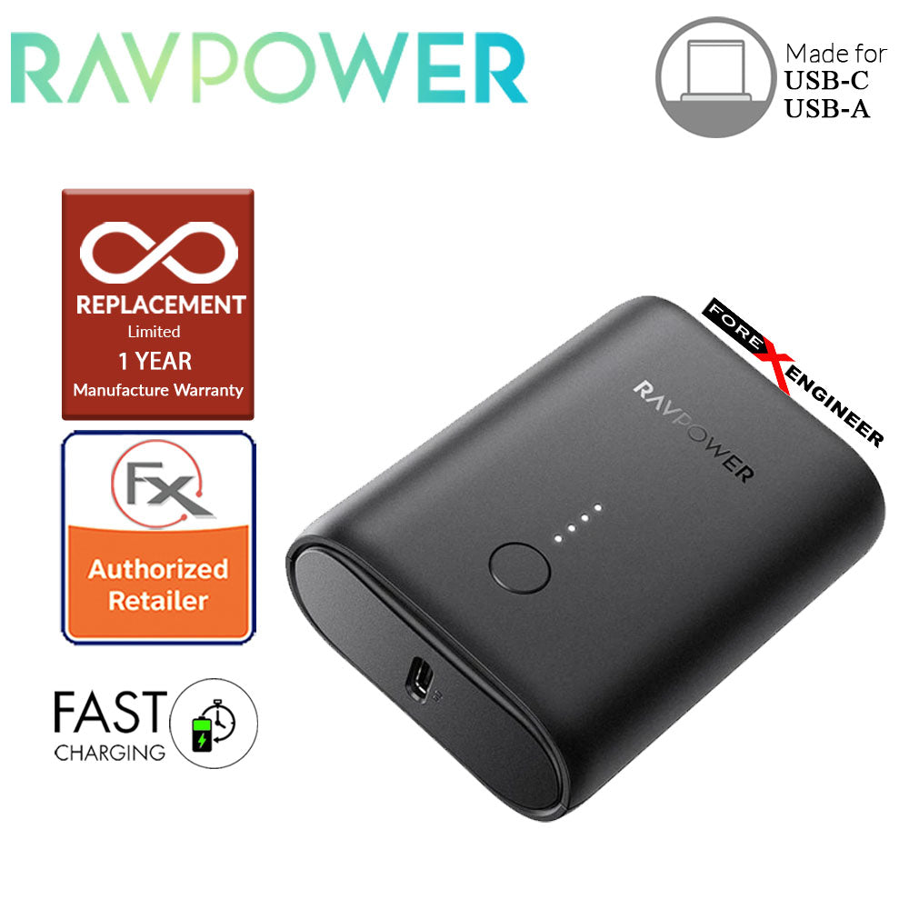 RavPower RP-PB194 Portable Charger 10000mAh PD + QC 18W 2 Port ( Black ) (Barcode : 191280012255 )