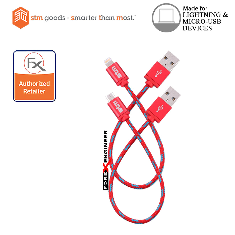 STM Elite Braided Lightning & Micro USB Cable 2pk (20 cm) - Red (Barcode: 617529784849)