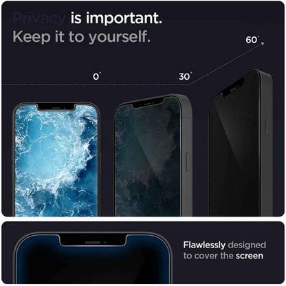 Spigen Privacy Screen Protector for iPhone 12 Mini 5.4" - AlignMaster Full Coverage  (2pcs) ( Barcode : 8809710757219 )