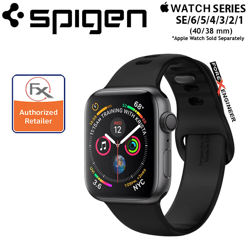 Spigen Silicone Air Fit for Apple Watch SE-6-5-4-3-2-1 (40-38 mm) - Black (Barcode : 8809613768848 )