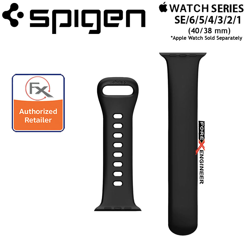Spigen Silicone Air Fit for Apple Watch SE-6-5-4-3-2-1 (40-38 mm) - Black (Barcode : 8809613768848 )