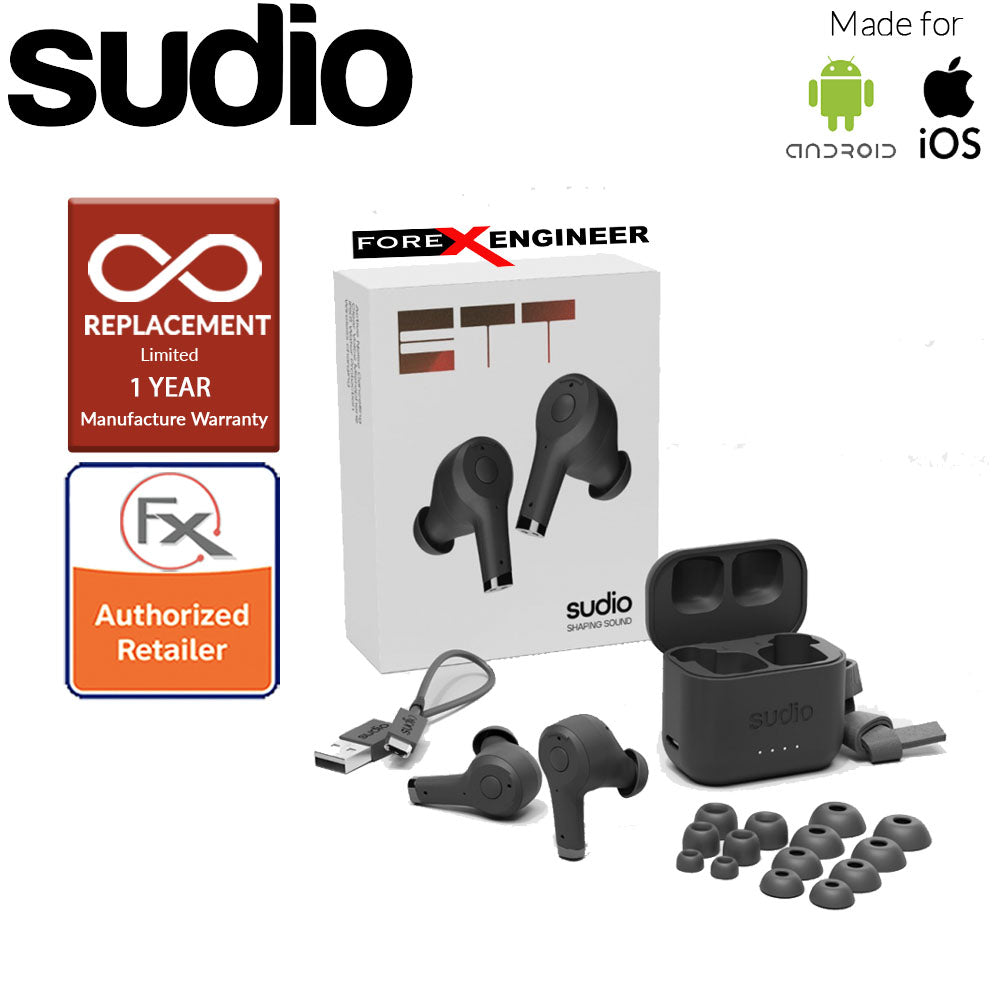 Sudio ETT Wireless Earbuds with  Environmental Noise-Canceling Microphones ( Black ) ( Barcode : 7350071382400 )