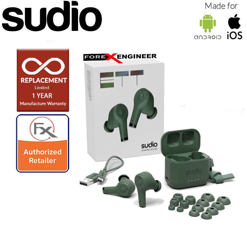 Sudio ETT Wireless Earbuds with  Environmental Noise-Canceling Microphones ( Green )