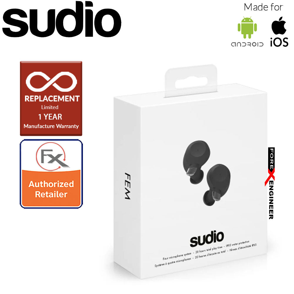 Sudio Fem IPX5 True Wireless Earbuds with 4 Environmental Noise-Canceling Microphones ( Black ) ( Barcode : 7350071383025 )