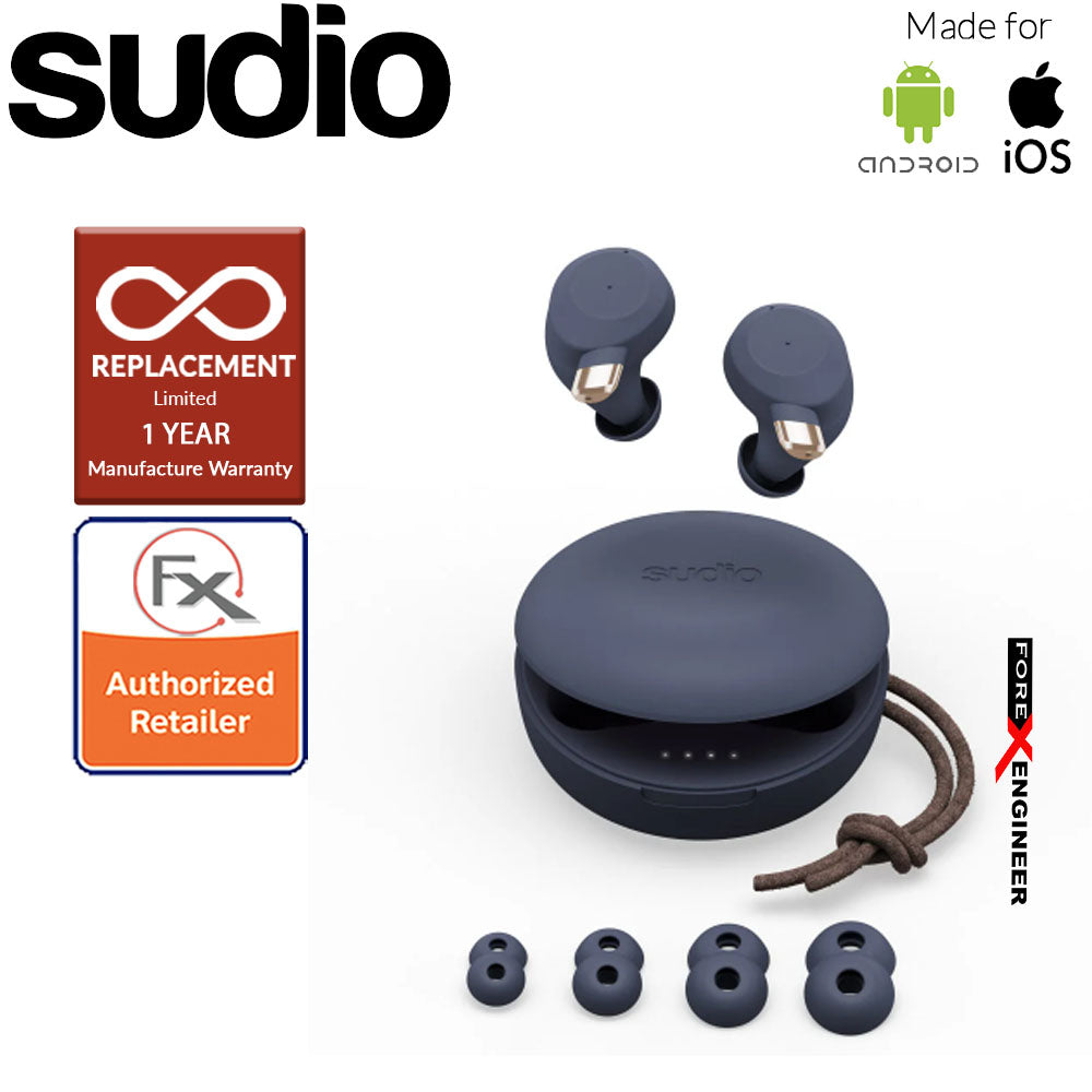 Sudio Fem IPX5 True Wireless Earbuds with 4 Environmental Noise-Canceling Microphones ( Classic Blue ) ( Barcode : 7350071383407 )