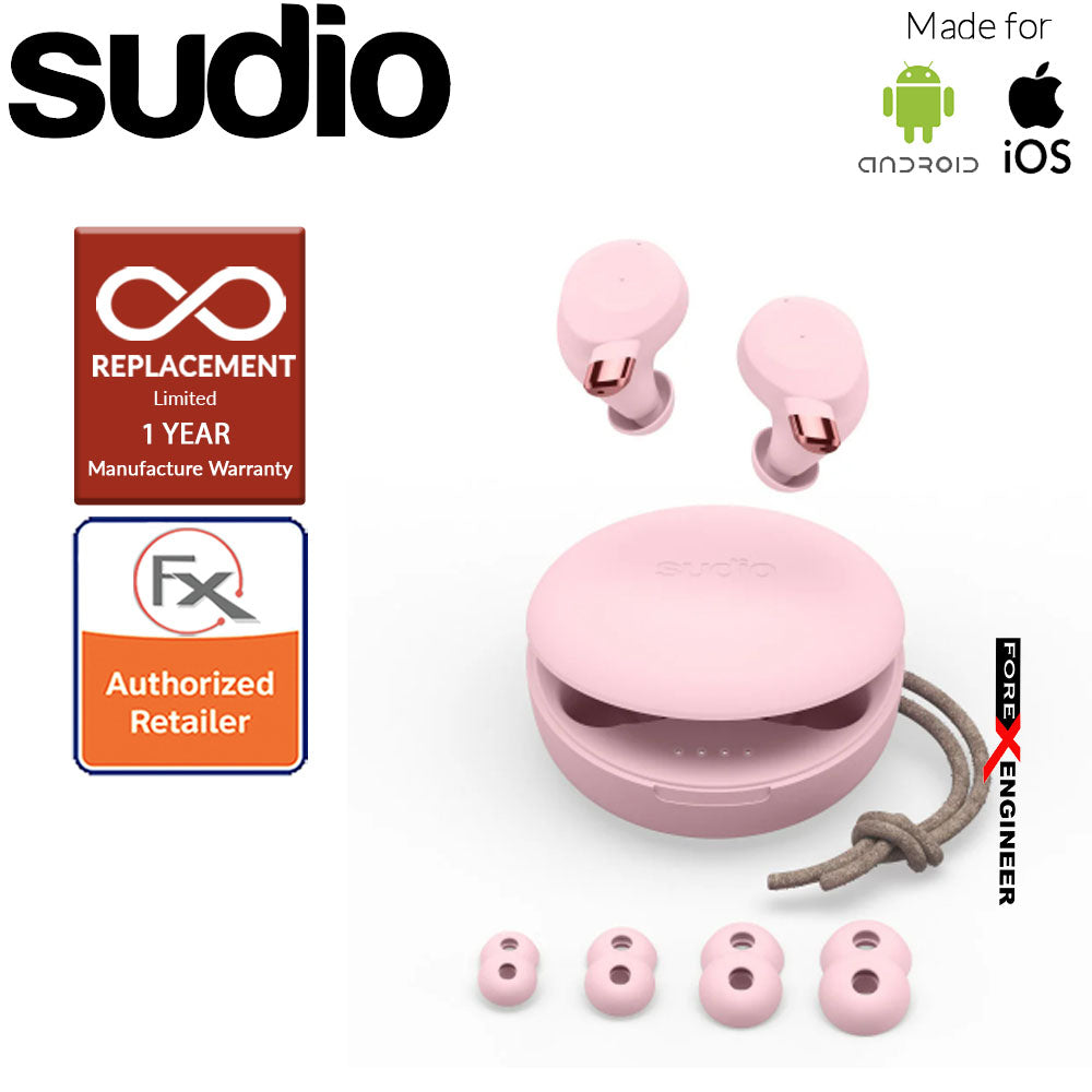 Sudio Fem IPX5 True Wireless Earbuds with 4 Environmental Noise-Canceling Microphones ( Pink ) ( Barcode : 7350071387764 )