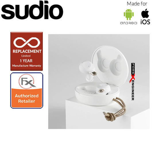 Sudio Fem IPX5 True Wireless Earbuds with 4 Environmental Noise-Canceling Microphones ( White ) ( Barcode : 7350071387252 )