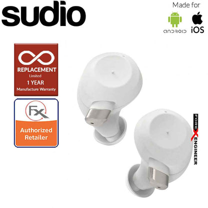 Sudio Fem IPX5 True Wireless Earbuds with 4 Environmental Noise-Canceling Microphones ( White ) ( Barcode : 7350071387252 )