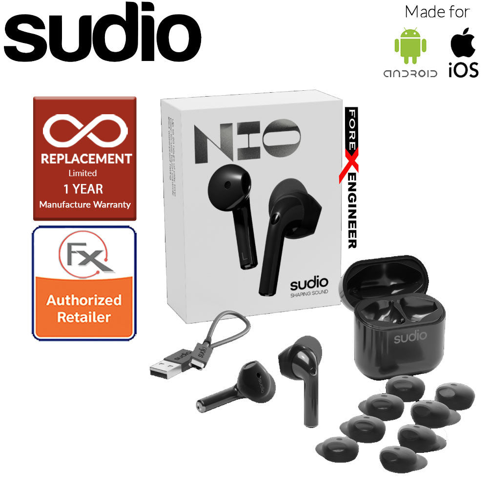 Sudio Nio Wireless Earbuds with  Environmental Noise-Canceling Microphones ( Black ) ( Barcode : 7350071383148 )