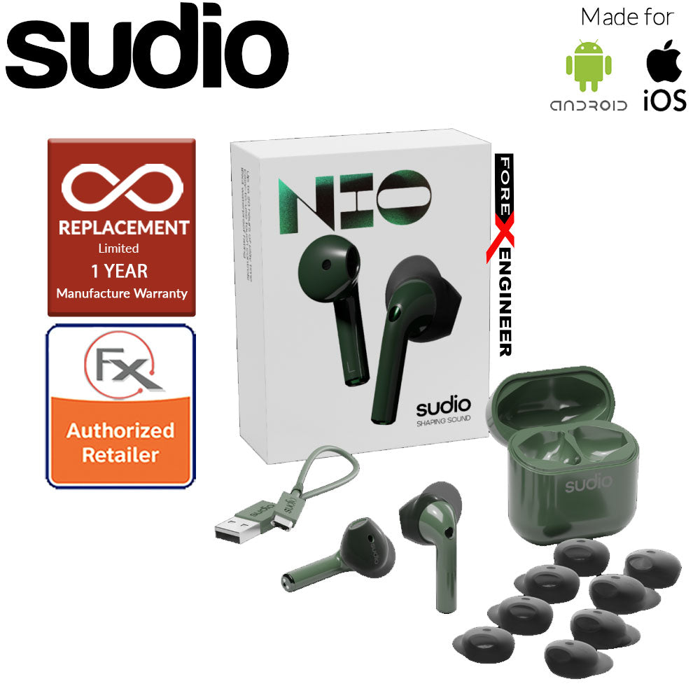 Sudio Nio Wireless Earbuds with  Environmental Noise-Canceling Microphones ( Green ) ( Barcode : 7350071385104 )