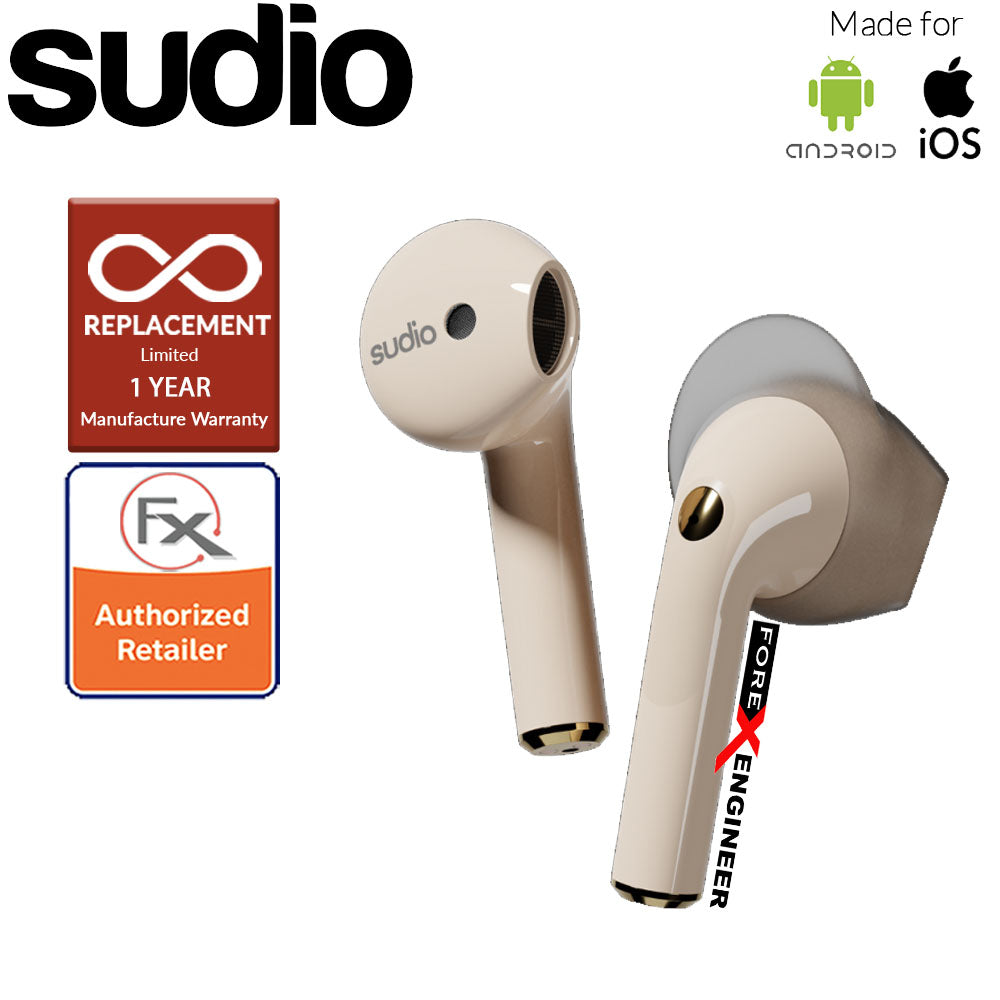 Sudio Nio Wireless Earbuds with  Environmental Noise-Canceling Microphones ( Sand ) ( Barcode : 7350071384329 )