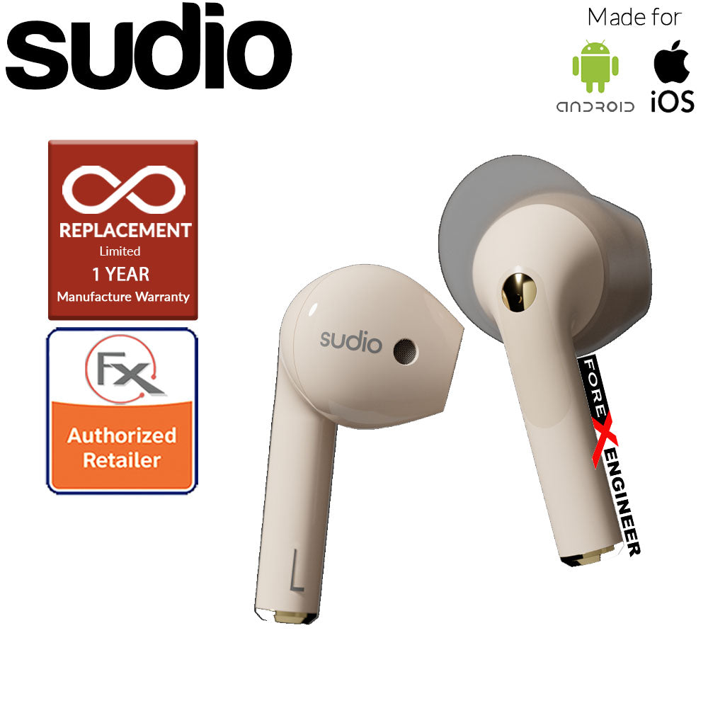 Sudio Nio Wireless Earbuds with  Environmental Noise-Canceling Microphones ( Sand ) ( Barcode : 7350071384329 )