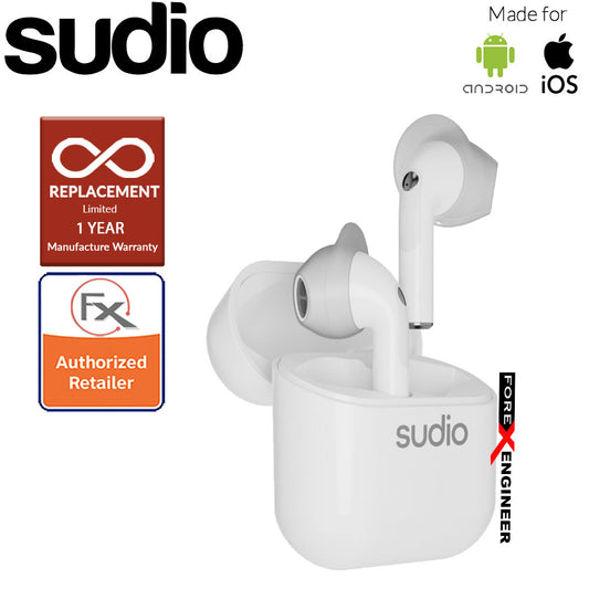 Sudio Nio Wireless Earbuds with  Environmental Noise-Canceling Microphones ( White ) ( Barcode : 7350071386354 )