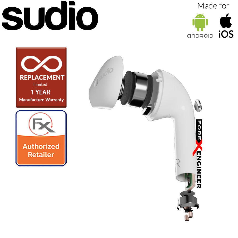 Sudio Nio Wireless Earbuds with  Environmental Noise-Canceling Microphones ( White ) ( Barcode : 7350071386354 )