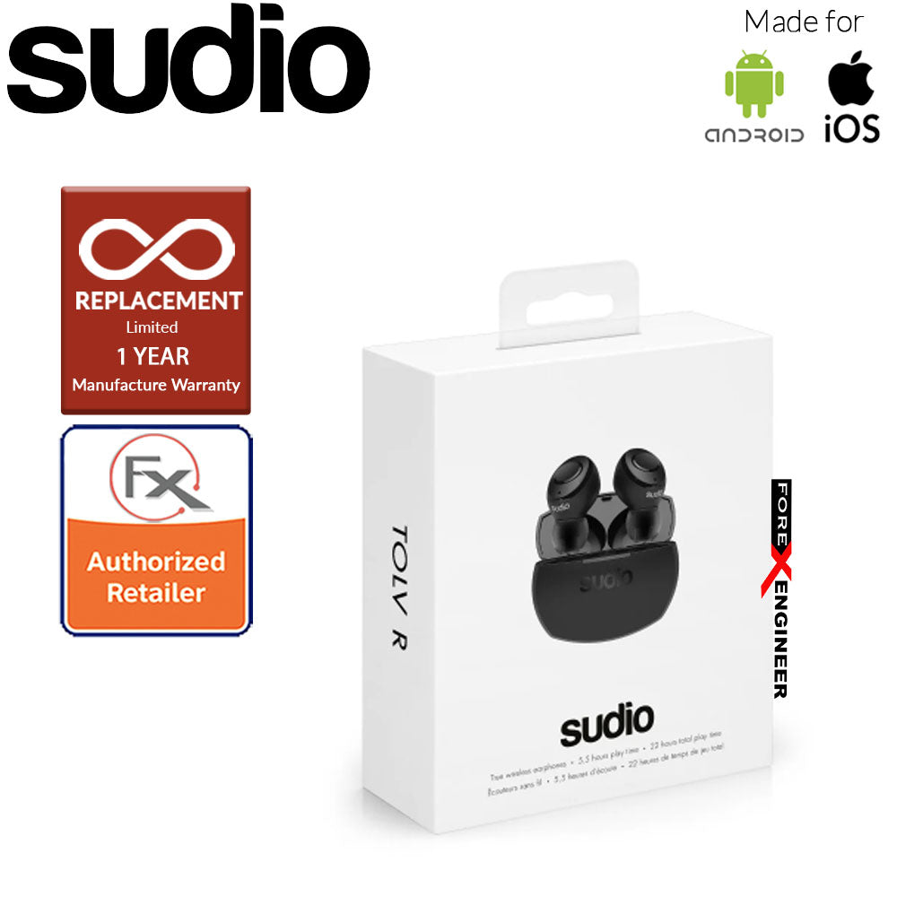 Sudio Tolv R - True Wireless Earbuds and Long Lasting Battery ( Black ) ( Barcode : 7350071383544 )