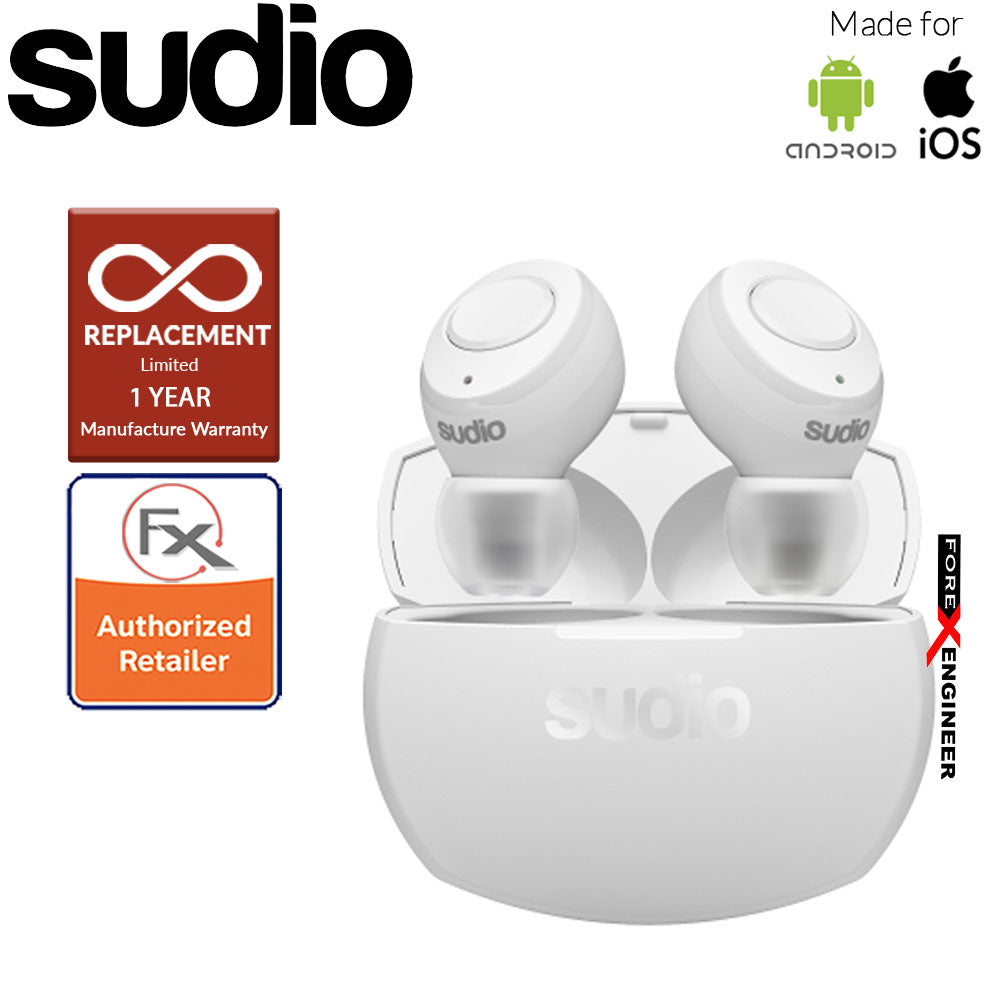 Sudio Tolv R - True Wireless Earbuds and Long Lasting Battery ( White ) ( Barcode : 7350071383513 )