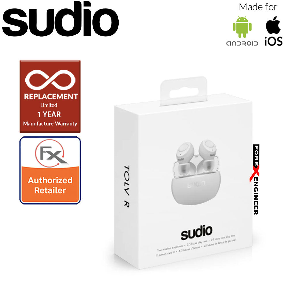 Sudio Tolv R - True Wireless Earbuds and Long Lasting Battery ( White ) ( Barcode : 7350071383513 )