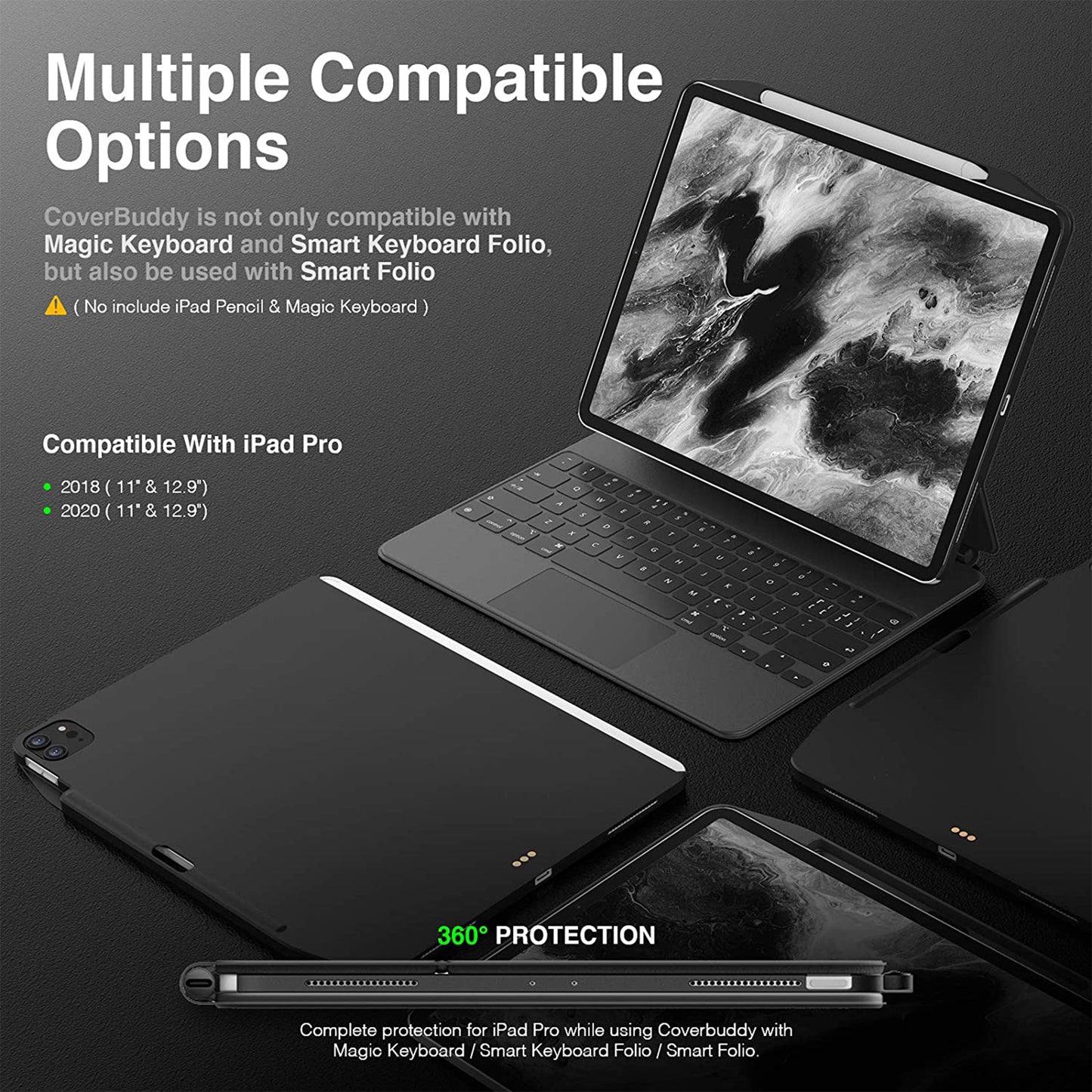 Switcheasy Coverbuddy for iPad Pro 12.9 3rd Gen - 4th Gen ( 2018 -2020 ) Case - Black (Barcode: 4897094566262 )