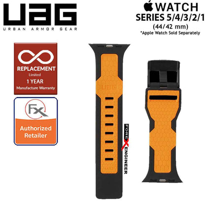 UAG Civilian Strap for Apple Watch Series 7 - SE - 6 - 5 - 4 - 3 - 2 - 1 ( 45mm - 42mm - 44mm ) - Stainless steel hardware ( Black - Orange ) ( Barcode : 812451034325 )