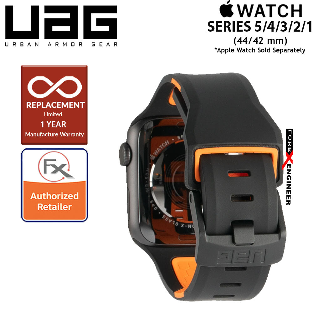 UAG Civilian Strap for Apple Watch Series 7 - SE - 6 - 5 - 4 - 3 - 2 - 1 ( 45mm - 42mm - 44mm ) - Stainless steel hardware ( Black - Orange ) ( Barcode : 812451034325 )