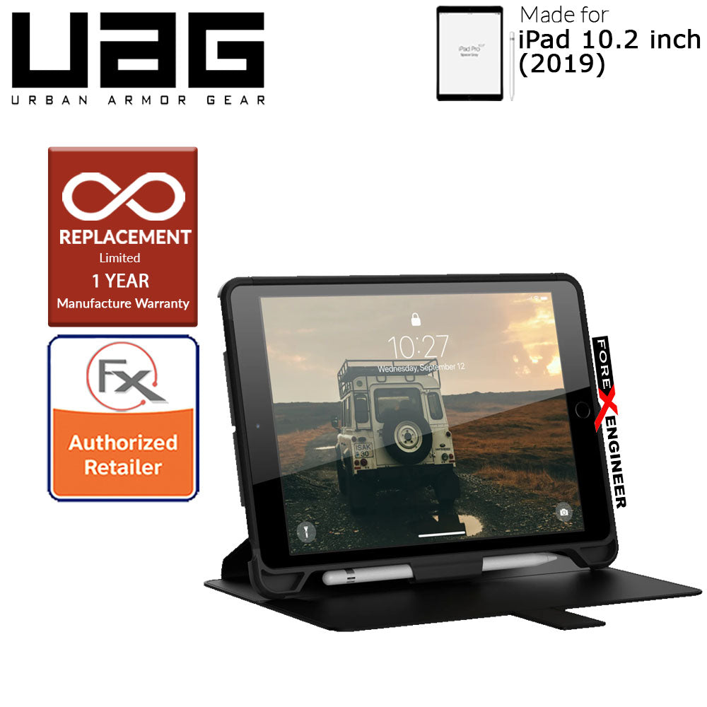 UAG Scout with Folio for iPad 10.2 inch ( 7th - 8th - 9th Gen ) ( 2019 - 2021 ) - Built-in Kickstand and Apple Pencil Holder ( Black ) ( Barcode : 812451034943 )