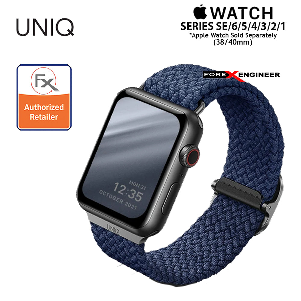 UNIQ Aspen Braided Band for Apple Watch Series 7 - SE - 6 - 5 - 4 - 3 - 2 - 1 ( 41mm - 40mm - 38mm ) - Blue ( Barcode : 8886463676394 )