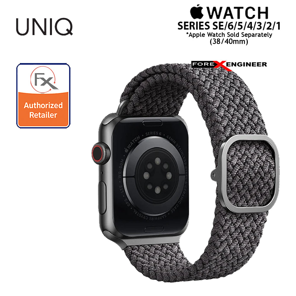 UNIQ Aspen Braided Band for Apple Watch Series 7 - SE - 6 - 5 - 4 - 3 - 2 - 1 ( 41mm - 40mm - 38mm ) - Grey ( Barcode : 8886463676387 )