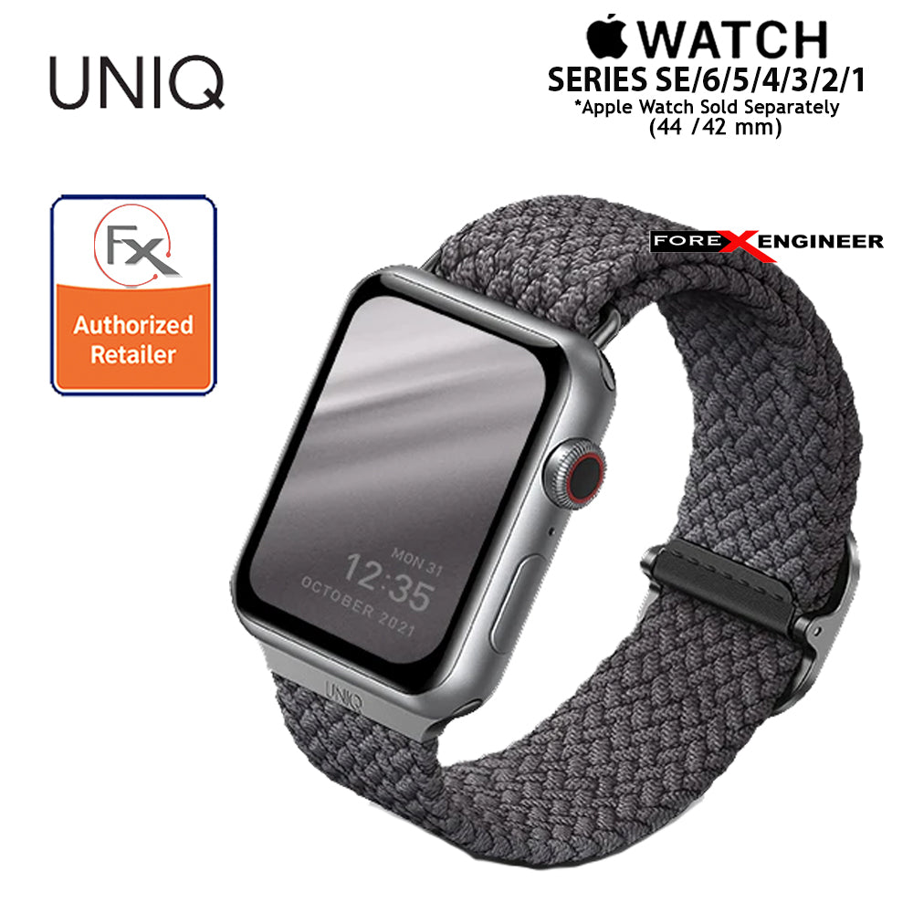 UNIQ Aspen Braided Band for Apple Watch Series 7 - SE - 6 - 5 - 4 - 3 - 2 - 1 ( 45mm - 42mm - 44mm ) - Grey ( Barcode : 8886463676417 )