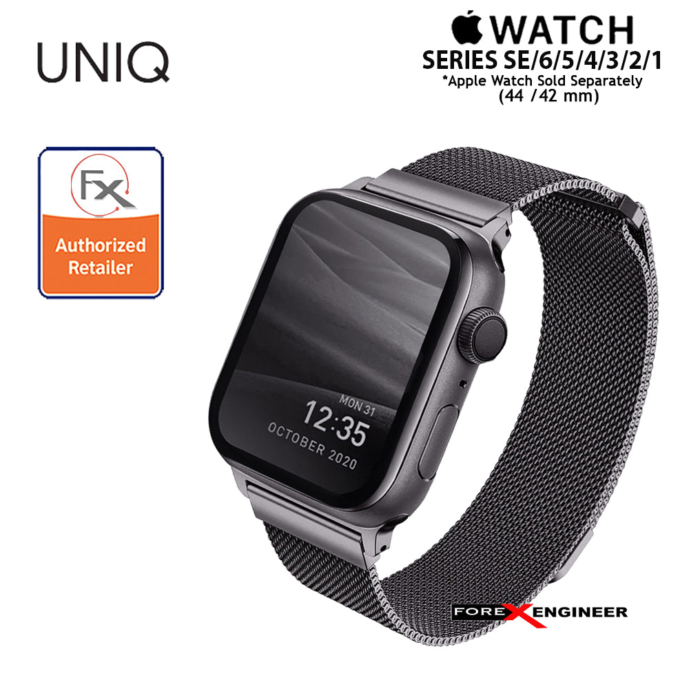 UNIQ Dante Stainless Steel Strap for Apple Watch Series 7 - SE - 6 - 5 - 4 - 3 - 2 - 1 ( 45mm - 42mm - 44mm ) - Graphite (Barcode: 8886463675786 )