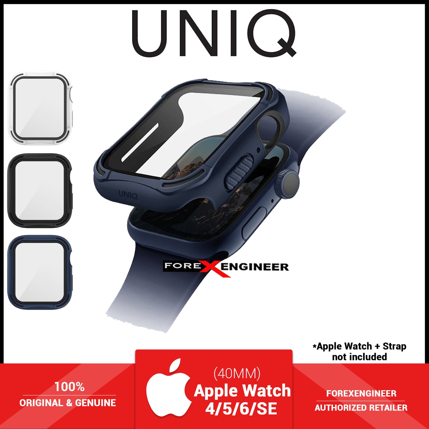 UNIQ TORRES Watch Case with 9H Tempered Glass for Apple Watch Series SE - 6 - 5 - 4 ( 40mm) - Blue (Barcode: 8886463676318 )