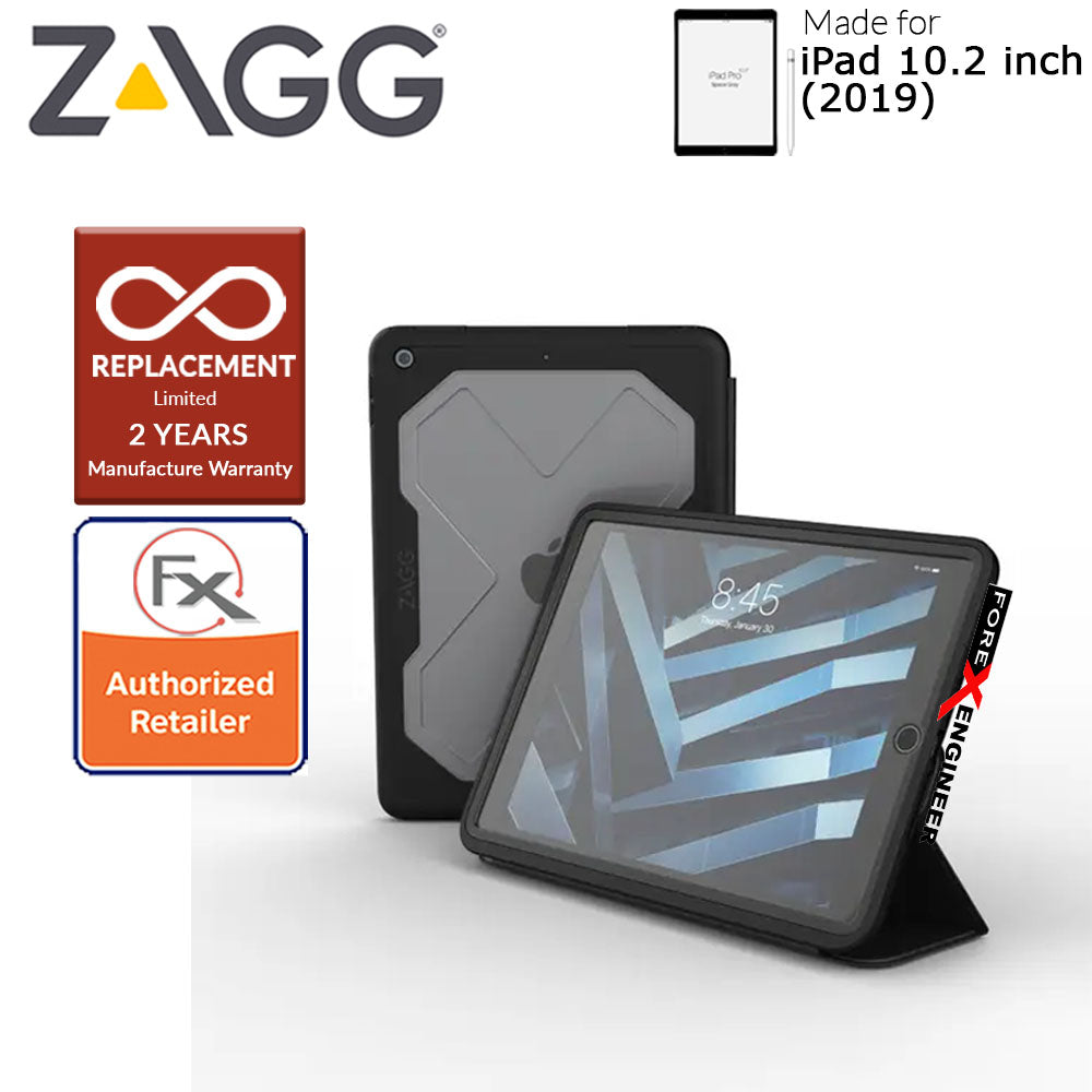 ZAGG Rugged Messenger Case for iPad 10.2 inch ( 7th - 8th - 9th Gen ) ( 2019 - 2021 ) with The snap-on screen protector ( Black ) ( Barcode : 840056113213 )