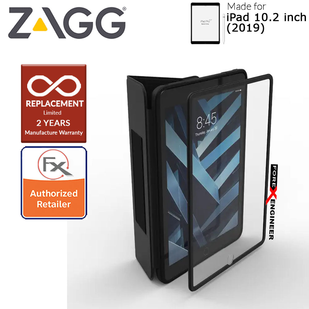 ZAGG Rugged Messenger Case for iPad 10.2 inch ( 7th - 8th - 9th Gen ) ( 2019 - 2021 ) with The snap-on screen protector ( Black ) ( Barcode : 840056113213 )