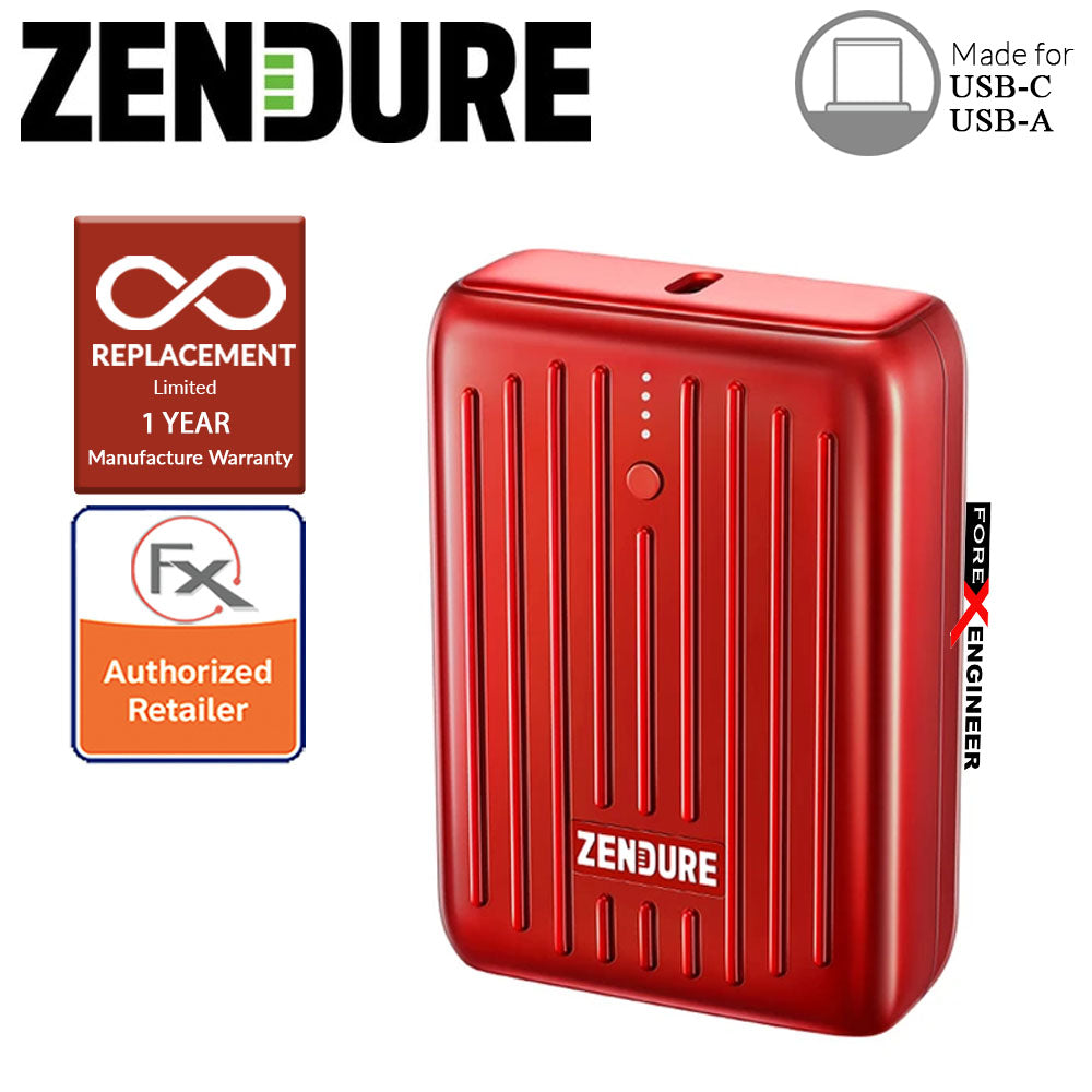 Zendure SuperMini - 10,000 mAh Credit Card Sized Portable Charger with PD ( Red ) ( Barcode : 850006872626 )