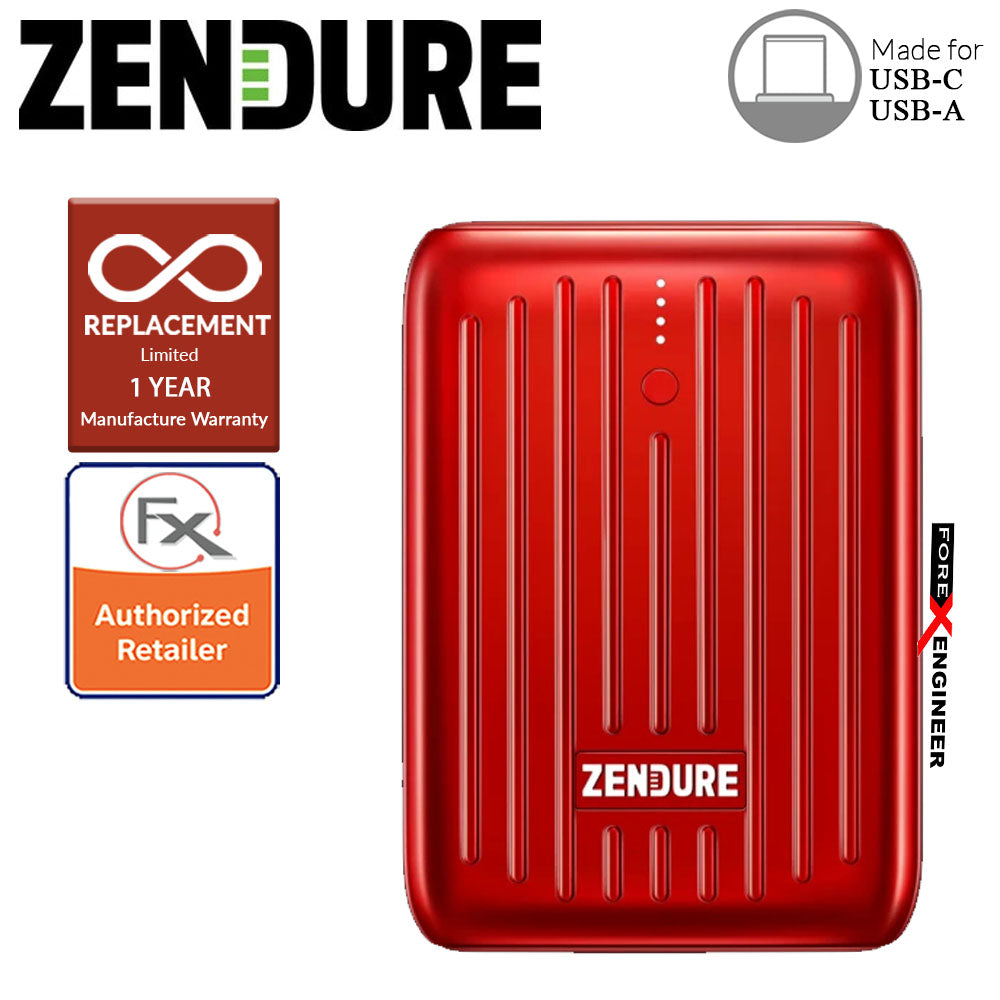 Zendure SuperMini - 10,000 mAh Credit Card Sized Portable Charger with PD ( Red ) ( Barcode : 850006872626 )