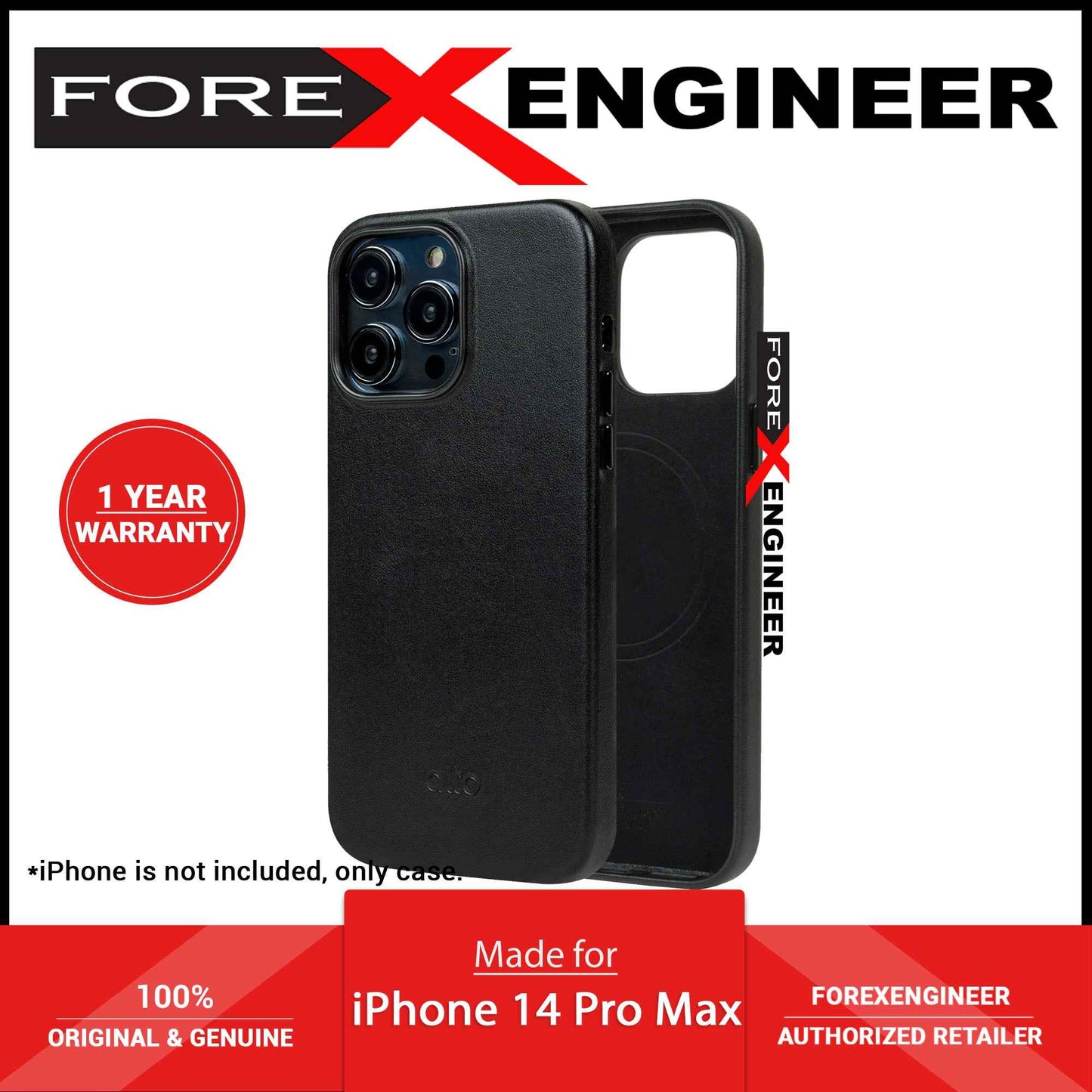 Alto Clop for iPhone 14 Pro Max - Magsafe Compatible - Italian Full Grain Aniline Leather - Raven Black (Barcode: 728028514926 )