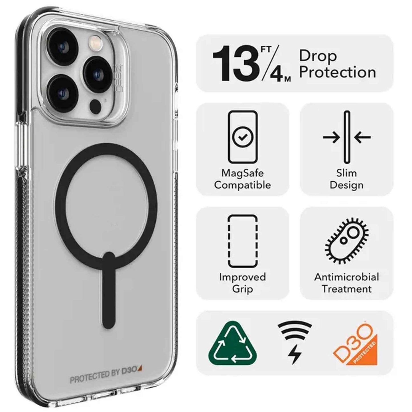 Gear4 Santa Cruz Snap for iPhone 14 Plus - Magsafe Compatible - Black (Barcode: 840056166332 )