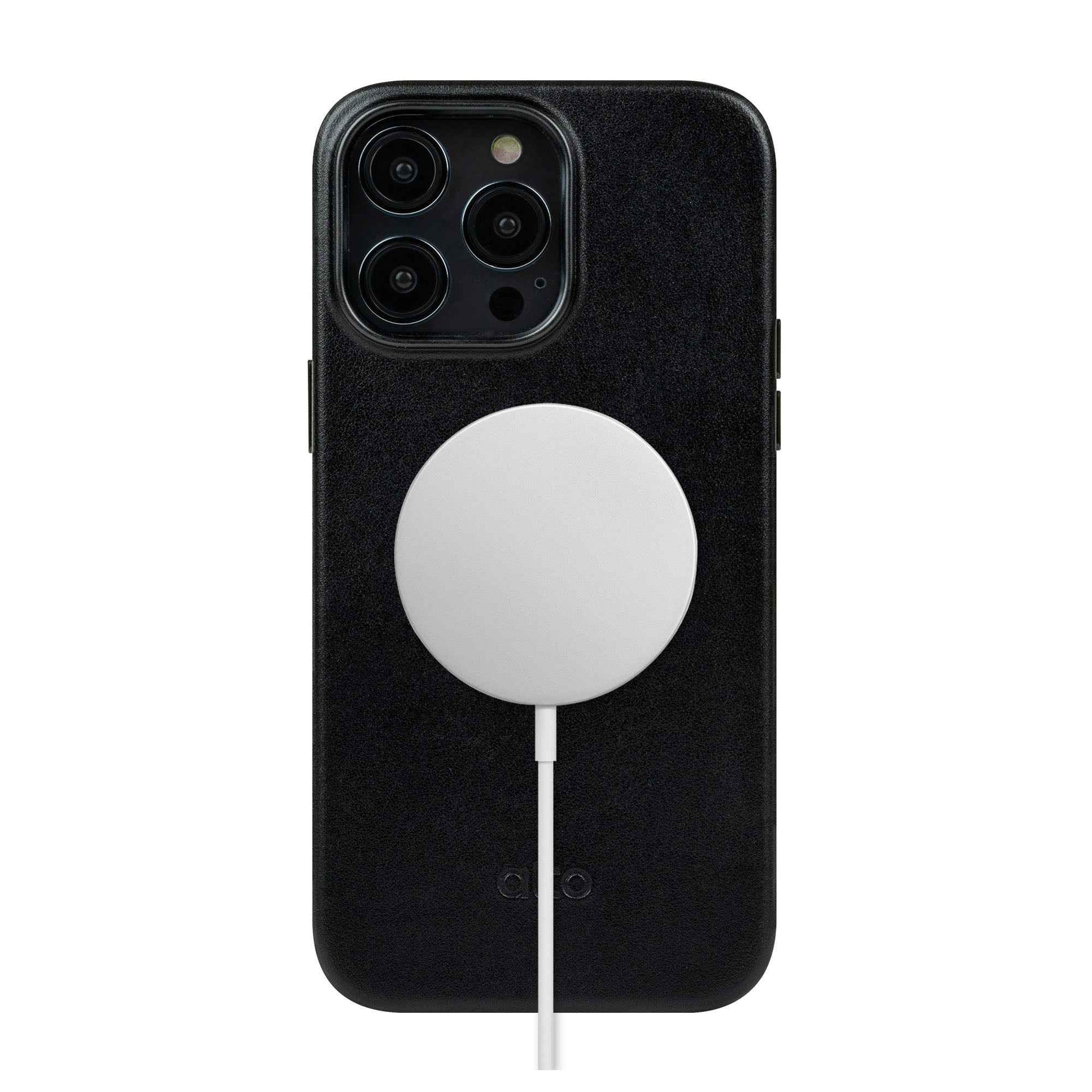 Alto Clop for iPhone 14 Pro Max - Magsafe Compatible - Italian Full Grain Aniline Leather - Raven Black (Barcode: 728028514926 )