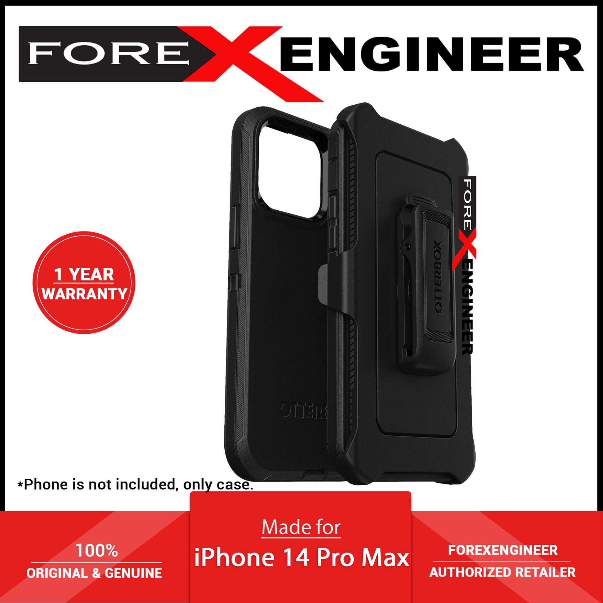 Otterbox Defender Series for iPhone 14 Pro Max - Black (Barcode: 840262380041 ) - Forexengineer -Malaysia- 840262380041