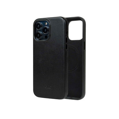 Alto Clop for iPhone 14 Pro - Magsafe Compatible - Italian Full Grain Aniline Leather - Raven Black (Barcode: 728028514704 )