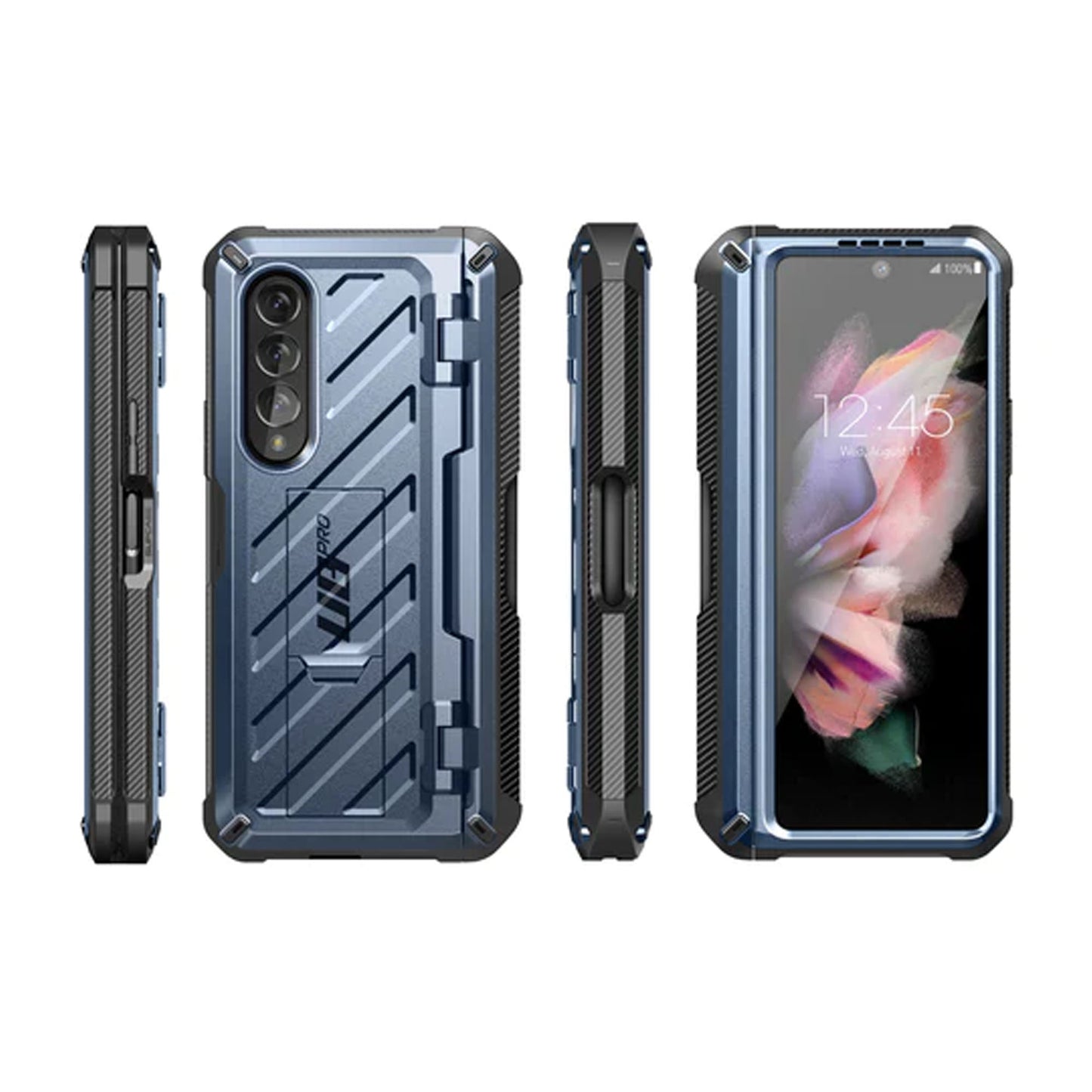 Supcase Unicorn Beetle Pro Rugged Case for Samsung Galaxy Z Fold 4 with Built-in Screen Protector - Metallic Blue