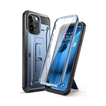 Supcase Unicorn Beetle UB PRO for iPhone 14 Pro Max - Rugged Case with Built-In Screen Protector - Metallic Blue