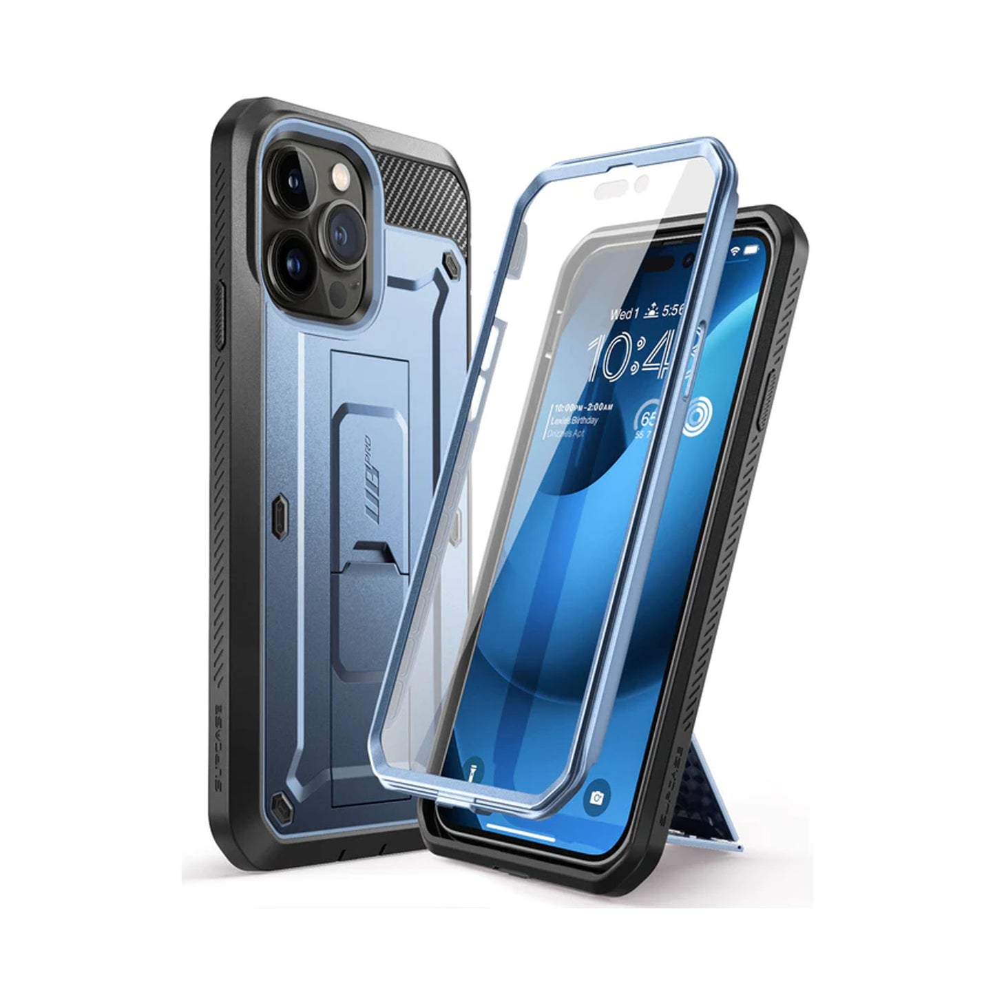 Supcase Unicorn Beetle UB PRO for iPhone 14 Plus - Rugged Case with Built-In Screen Protector - Metallic Blue