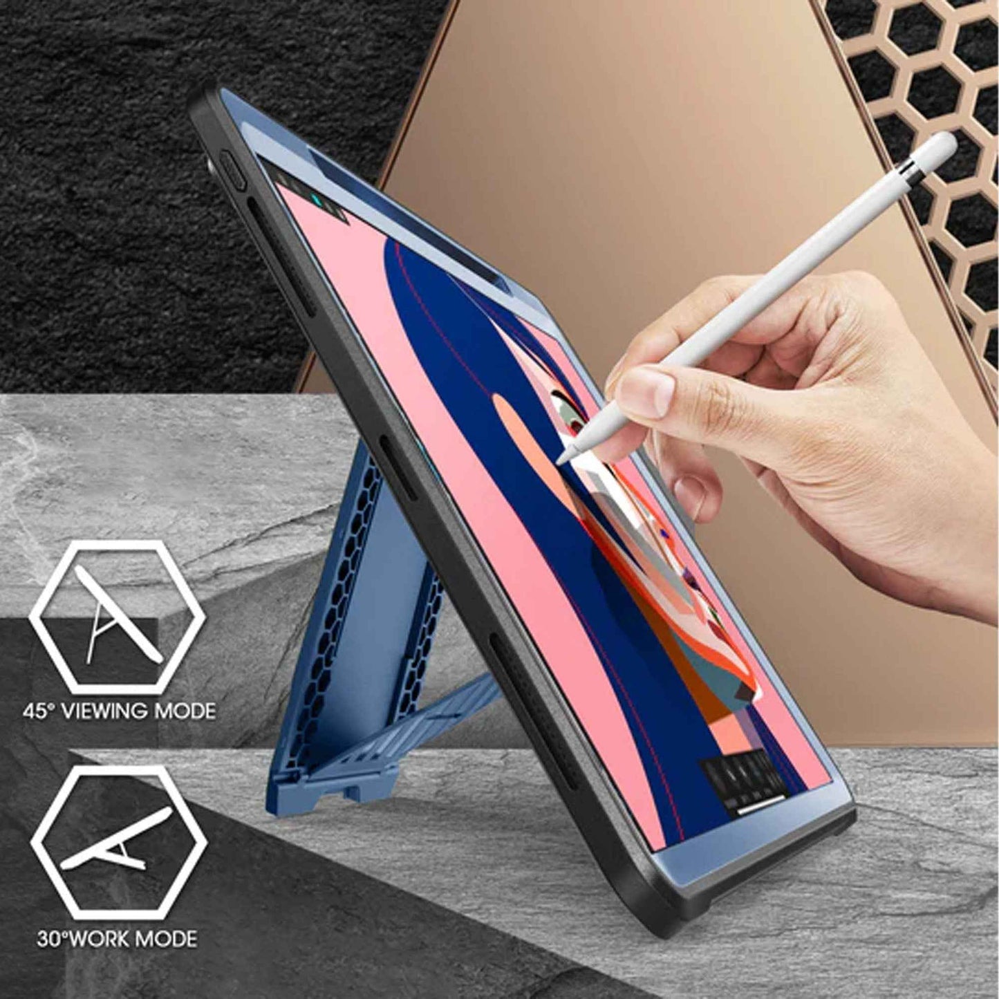 Supcase Unicorn Beetle UB PRO for iPad Pro 12.9" ( 2020 - 2021 ) with Build-in Screen Protector & Apple Pencil Holder - Metallic Blue