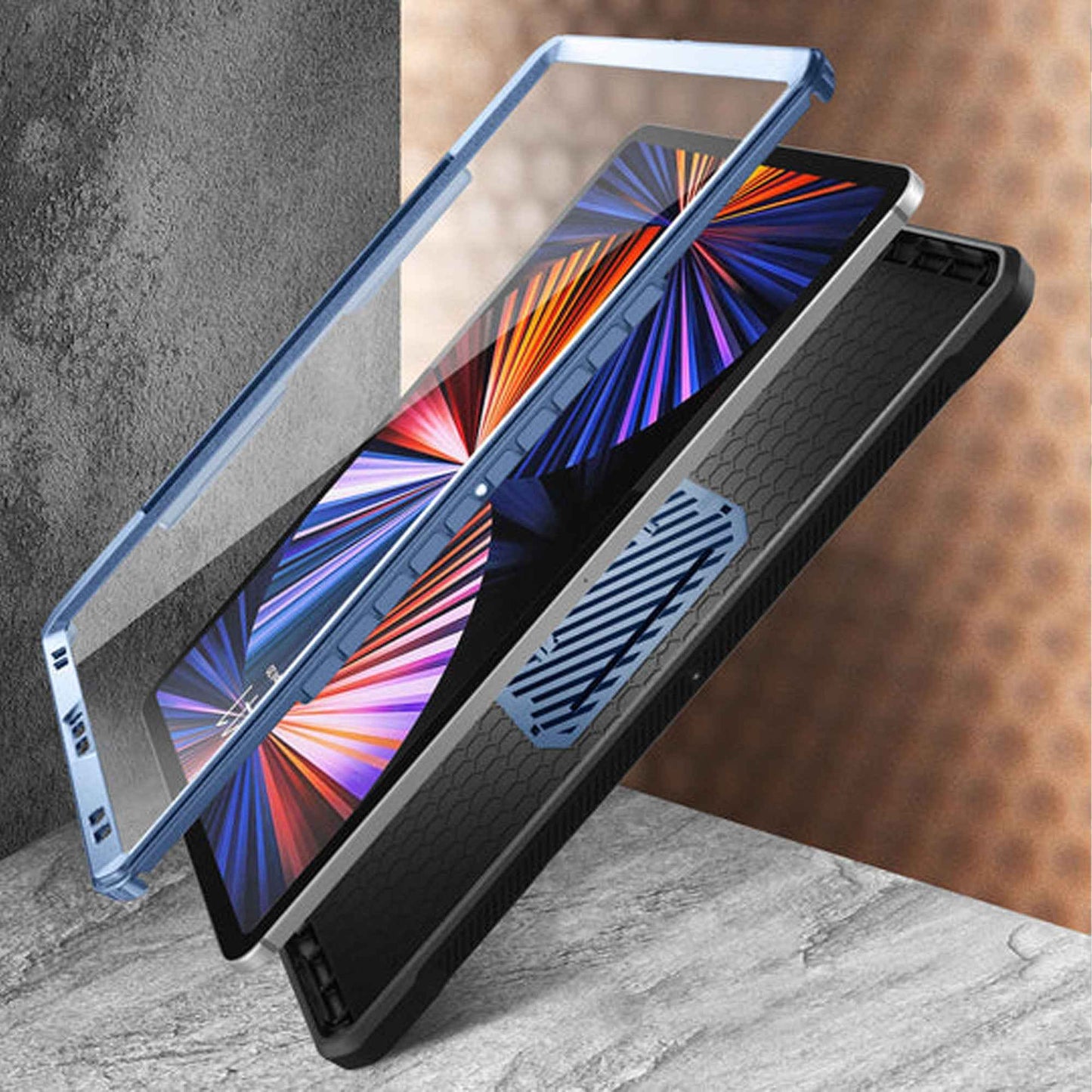 Supcase Unicorn Beetle UB PRO for iPad Pro 12.9" ( 2020 - 2021 ) with Build-in Screen Protector & Apple Pencil Holder - Metallic Blue