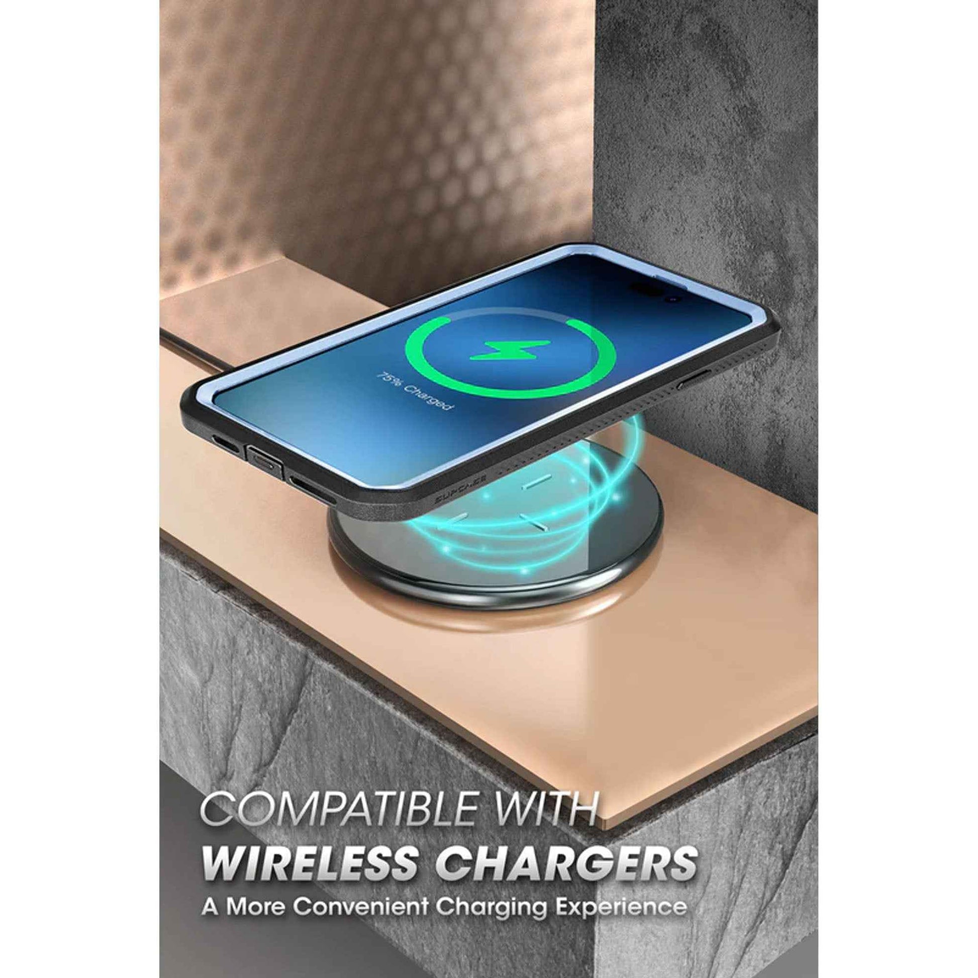 Supcase Unicorn Beetle UB PRO for iPhone 14 Pro Max - Rugged Case with Built-In Screen Protector - Metallic Blue