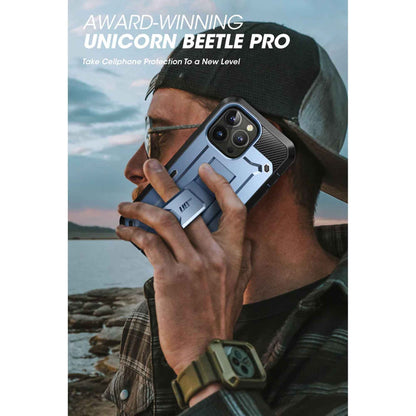 Supcase Unicorn Beetle UB PRO for iPhone 14 Pro Max - Rugged Case with Built-In Screen Protector - Metallic Blue